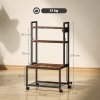 HOMCOM 4-Tier Printer Stand with Power Outlets, Mobile Printer Table with Wheels and Metal Frame for Home Office, Study, Rustic Brown
