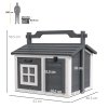 PawHut Rabbit Hutch Cat House Puppy House Guinea Pig Hutch Small Animal House Portable Wooden Indoor Outdoor with 2 Rooms Top Handle, Openable Roof - Grey