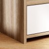 HOMCOM Bedside Table, Bedside Cabinet with Drawer, Modern Side Table with Shelf for Bedroom, Living Room, Natural Wood Effect