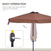 Outsunny 2.3m Half Parasol Semi Round Umbrella Patio Metal Frame Crank Handle for Balcony- NO BASE INCLUDED, Brown