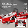 HOMCOM Hydraulic Low Profile Floor Jack, 2.5 Tonne Heavy Duty Steel Trolley Car Jack Lift with 80-360 mm Lifting Range, Wheels, Top Handle, Red
