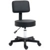 HOMCOM Beautician's Swivel Salon Chair w/ Padded Seat Back 5 Wheels Adjustable Height Salon Hairdressers Tattoo Spa Rolling Cushion Professional Black