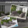 Outsunny 3 Pieces Garden Sun Loungers Set with Cushion, 5-level Adjustable Outdoor Recliner Bed Set w/ Glass Top Table, 2-In-1 Design Aluminium Frame Recliner Lounge or Use As Sofa Bed, Grey