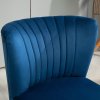 HOMCOM Velvet Accent Chair Occasional Tub Seat Padding Curved Back with Wood Frame Legs Home Furniture Dark Blue