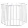 PawHut 2 in 1 Multifunctional Dog Pen, Safety Pet Gate, 6 Panels Dog Playpen with Double-Locking Door, Foldable Dog Barrier for Medium Dogs, 90Hcm - White