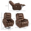 HOMCOM Velvet Riser and Recliner Chair for the Elderly, Quick Assembly, Fabric Overstuffed Lift Chair with Vibration Massage and Heat, Remote Control, Side Pockets, Dark Brown