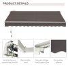 Outsunny 3 x 2m Manual Window Awning Canopy Garden Outdoor Shelter Patio Sun Shade UV Blocker Light Weight Aluminium Frame w/ Hand Crank Grey