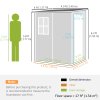 Outsunny 4 x 5FT Plastic Garden Shed with Floor, Lean to Shed, Lockable Tool Storage House with Window, Vent and Plastic Roof, Grey