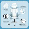 HOMCOM Gaming Chair, Racing Gamer Chair, Reclining Faux Leather Computer Chair with Headrest, Lumber Support, 3D Armrests, Adjustable Height, Swivel Wheels for Home Office, Light Blue