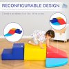 HOMCOM Soft Play 4-piece Climb and Crawl Foam Toddler Stairs and Ramp Colorful Children