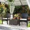 Outsunny Outdoor Coffee Table, PE Rattan Side Table with Tempered Glass Top, Wicker Square Garden Coffee Table End Table with Steel Frame for Patio, Balcony, 60 x 62 x 38cm, Dark Grey