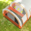Outsunny 5-6 Man Camping Tent, 3000mm Waterproof Tunnel Family Tent Shelter with Bedroom and Adjustable Living Room, Easy Setup with Carry Bag, Cream and Orange