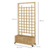 Outsunny Wooden Trellis Planter, Raised Beds for Garden with Wheels and Drainage Holes, Privacy Screen Planter Box to Grow Vegetables, Herbs and Flowers for Garden, Patio, Deck, Natural