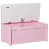 HOMCOM 2 In 1 Wooden Toy Box, Kids Seat Bench Storage Chest Cabinet Organiser w/ Safety Pneumatic Rod, 60 x 30 x 50cm - Pink