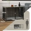 PawHut Dog Crate Furniture, Dog Cage End Table with Large Top, Soft Washable Cushion, Lockable Front Door, Wire Mesh Ventilation, Indoor Pet Crate for Extra Large Sized, 118 x 75 x 82cm - Grey