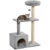 PawHut 96cm Cat Tree for Indoor Cats Condo Sisal Scratching Post Cat Tower Kitten Play House Dangling Ball Activity Center Furniture Grey