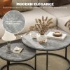 HOMCOM Round Nesting Coffee Table Set of 2, Large Stacking End Side Table with Steel Frame for Living Room, Bedroom, Home Office, 78.5 x 78.5 x 46.5 cm, Cement Grey