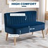 HOMCOM Modern Velvet Double Seat Sofa w/ Wood Frame Foam Padding High Back Soft Comfortable Compact Couch Home Office Stylish Plush Touch Blue