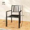 Outsunny Set of 4 Garden Chairs, Stackable Outdoor Chairs with Metal Slatted Seat & Backrest, for Yard, Garden, Black