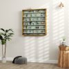 HOMCOM 7-Tier Wall Mounted Display Cabinet, Display Case with 6 Adjustable Shelves, Glass Doors for Home Office Ornaments 83x80cm, Oak