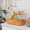 PawHut 3 Tiers Hamster Cage, Small Animal House with Tubes, Exercise Wheel, Ladder, Water Bottle, Dish, Hut, Top Handle, 45 x 28 x 37cm - Orange
