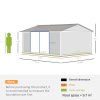 Outsunny 14 x 8ft Outdoor Garden Metal Storage Shed with Lockable Door, Tool Storage Box with Sloped Roof, 4 Windows and Floor Foundation for Backyard, Patio and Lawn - Grey
