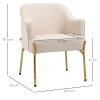 HOMCOM Accent Chair, Living Room Armchair, Vanity Chair with Gold Plating Metal Legs and Soft Padded Seat for Bedroom and Cafe, Cream