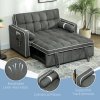 HOMCOM 2 Seater Sofa Bed, Click Clack Pull Out Sofa Bed with Adjustable Backrest and Pillows, 3-in-1 Modern Tufted Settee for Living Room, Bedroom, Guest Room, Charcoal Grey