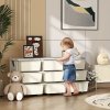 HOMCOM Kids Storage Units with 9 Drawers 3 Tier Chest Vertical Dresser Tower Toy Organiser for Nursery Playroom Kindergarten Cream
