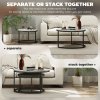HOMCOM Nest of Tables, Round Coffee Table Set of 2,  Coffee Tables with Steel Frame for Living Room, Marble Grey