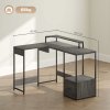 HOMCOM L Shaped Desk, Computer Desk with Liftable Desktop, Industrial Corner Desk with Drawer for A4/Letter Size, Home Office Desk with Monitor Stand for Home Office