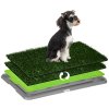 PawHut Dog Toilet, Artificial Grass for Dogs with Tray for Potty Training Indoor Outdoor Use, Puppy Dog Grass Pad Easy to Clean, 2 Packs, 67 x 41cm, Green