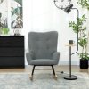 HOMCOM Rocking Chair, Teddy Upholstered Accent Chair, Modern Armchair with Wide Backrest and Rubberwood Base for Living Room, Bedroom, Grey