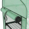 Outsunny 3 Tier Mini Greenhouse with Reinforced PE Cover and Wheels, Portable Small Greenhouse with Roll-up Door and Wire Shelves, 130H x 69W x 49D cm, Green