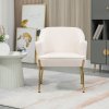 HOMCOM Accent Chair, Living Room Armchair, Vanity Chair with Gold Plating Metal Legs and Soft Padded Seat for Bedroom and Cafe, Cream