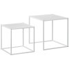 HOMCOM Square Nesting Coffee Table Set of 2, Modern Nest of Tables, Sofa Side Tables with Steel Frame for Living Room, Bedroom, Small Space, White