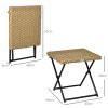 Outsunny Folding Rattan Garden Coffee Table, Small Square Outdoor Bistro Side Table with Rattan Top for Patio, Balcony, Porch, 40 x 40 x 40 cm, Natural