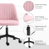 Vinsetto Armless Office Chair, Velvet Computer Desk Chair, Scallop Shape Swivel Chair with Adjustable Height and Wheels for Home Office Study Bedroom, Pink