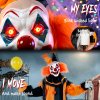 HOMCOM 190cm Life Size Animated Clown Halloween Decorations Outdoor Indoor, Scary Halloween Animatronics Decor with Sound Touch Activated, Red Light Up Eyes, Animated Prop for Haunted House Garden