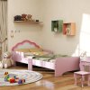 ZONEKIZ Toddler Bed Frame, Kids Bedroom Furniture, Cloud-Design Princess Bed, 143 x 74 x 55cm - Pink