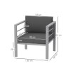 Outsunny Garden Sofa, All-Weather Garden Single Sofa with Removable Cushions, Metal Frame Outdoor Furniture for Balcony, Charcoal Grey