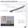 Outsunny 3m x 2.5m Garden Patio Manual Awning Canopy Sun Shade Shelter with Winding Handle Retractable Blue and White