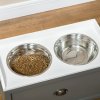 PawHut Stainless Steel Raised Dog Bowls, Double Dog Food and Water Bowl w/ 21L Storage Drawer, for Large Dogs - Grey
