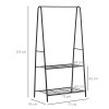 HOMCOM Metal Clothes Rack Coat Garment Hanger Hallway Organiser Hanging Rail Stand 2-tier Shoe Shelving A Shaped 77L x 45W x 153H cm Black