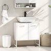 HOMCOM Under Sink Bathroom Cabinet, Freestanding Under Sink Cabinet with Soft-Close Doors and Adjustable Shelf for Basin without or with Pedestal