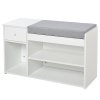 HOMCOM Multi-Storage Shoe Bench w/ Drawer 3 Compartments Cushioned Home Organisation Furniture Tidy Boots Hallway Entryway White