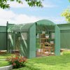 Outsunny 3 x 2 x 2m Polytunnel Greenhouse with 3 Roll-up Doors and Mesh Windows, Walk-in Garden Tunnel Warm House Tent with UV-resistant PE Cover and Galvanised Steel Frame, Green