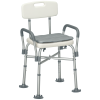 HOMCOM Aluminium Shower Chair with Backs and Arms, Height Adjustable Shower Seat with Removable Padded Cushion, Bath Stool for Seniors, Disabled, Pregnant, White