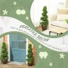 HOMCOM Set of 2 Decorative Artificial Plants, Boxwood Spiral Topiary Tree with Lavender and Pot, Fake Plants for Home Indoor Outdoor Decor, 90cm