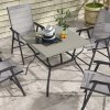 Outsunny 80cm Square Garden Dining Table with Umbrella Hole, Outdoor Dining Table with Marble Effect Top for 4 People, Black/Grey